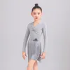 Stage Wear Grey Pink Fringe Latin Dance Costume Rumba Cha Dancing Performance Dresses Girls Practice Samba Outfit YS5198