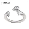 Cluster Rings YIZIZAI Silver Plated Cute Dachshund Dog Ring Adjustable Size For Women Simple Fashion Dating Jewelry Female Anniversary Gift