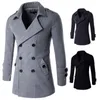 Misturas de lã masculina queda homens estilo britânico trench top coat masculino longo trench coat masculino roupas masculinas clássico duplo breasted casaco 231118