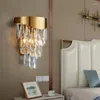Lampa ścienna żyrandole Złote LED Sconce Drop Water Design Nowoczesne sypialnia Bedside Balcony salon Kreatywne kryształowe wisiorek światło