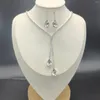 Halsbandörhängen Ställ in kvinnors bröllop smycken strass med ljus stud för brudar brudtärna kostymtillbehör