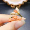 Anelli a grappolo Anello opale arancione con conchiglia bianca Argento 925 naturale Vero fuoco da donna per regalo di festa di compleanno di fidanzamento