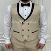Gent with Joliet Beige Wedding Tuxedos 2024 Peak Lapel dopasowane mężczyźni Blazery kamizelki pana młodzieńczycy garnitury Procesal Prom na zamówienie 3 sztuki męskie autobusinesy Slim Sitfit Suit