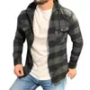 Men's Jackets Classic Hooded Plaid Shirt Jacket Men Fashion Loose Long Sleeve Buttoned Hoodie Cardigan Mens Autumn Casual Coats With Hood