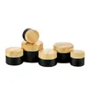 5g 10g 15g 20g 30g 50g Black Frosted Glass Jars Cosmetic Bottle Cream Container Packaging with Imitated Wood Grain Plastic Lids Nkduq