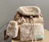 Mochilas de pelúcia femininas, mochilas de inverno, clássicas, de grande capacidade, com bolsa