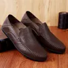 Dress Shoes Genuine Leather Mens Shoes Casual Luxury Brand Men Loafers Moccasins Breathable Slip on Male Driving Shoes Brown Plus Size 37-47 230426