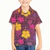 Camisas casuais masculinas Polinésia Tribal Pohnpei Totem Tattoo Printa Tropical Vacation Boy Boy Criança Baby Beach Floral Flor Flower Hawaiian