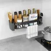 Étagère de cuisine sans poinçon organisateur étagère de rangement de cuisine porte-couteau à baguettes étagère de salle de bain murale accessoires de cuisine