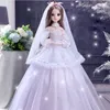 Puppen 13 BJD Kleidung Fullset 60cm Prinzessin Zwinkernde Augen Hochzeitskleid Langer Rock Schuhe Kugelgelenk Spielzeug für Mädchen 230427