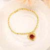 Braccialetti con ciondoli 21 cm Cz Cuore Mary Bracciale con ciondolo per donne Bambini Ragazze Catena color oro Fai da te Catene con ciondoli Gioielli Regalo Lei