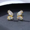 Nueva moda Ojo de caballo 3A Zircon S925 Pendientes de plata Joyas Charm Mujeres Chapado en oro de 18 k Pendientes exquisitos para la fiesta de bodas de las mujeres Regalo del día de San Valentín SPC