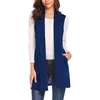 Gilets pour femmes Cardigan long sans manches drapé léger ouvert sur le devant