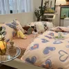 Bedding sets Spring Summer Bedding Set Polyester Sweetheart Kids Single Queen Size Flat Sheet Duvet Cover Pillowcase Bed Linens Home Textile 230427