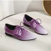 Dress Shoes Genuine Leather Women High Quality Oxford Casual Woman Lace Up Med Heel Ladies Platform YM-159