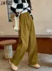 Women's Pants Capris JMPRS High Waist Women Vintage Corduroy Pants Straight Casual Spring Trousers Koran Vintage Coffee Pockets All Match Pants 231124