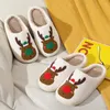 Winter Christmas Cotton Anti-slip Home Slippers Indoor 738 Shoes Chirstmas Festival Family Flats Thick Sole Couple 821 973 912 5