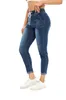 Jeans femininos 2023 outono cintura elástica cordão moda alta estiramento tornozelo comprimento denim lápis calças senhoras s2xl 231127
