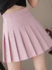 Faldas JMPRS Falda plisada de verano para mujer, cintura alta, elegante, línea A, minifalda rosa para mujer, botón JK, falda de baile para chicas de estilo preppy sexy 230427