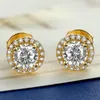 تم تمرير Diamond Test Men Men Ornors 925 Sterling Silver 05ct 1ct 2ct Bling Round Moissanite Earrings Studs Nice Gift