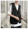 Men's Tank Tops Or Woman Vest Streetwear Punk Cargo Mult Practical Pockets Casual Jackets Sleeveless Cool Clothing 230426