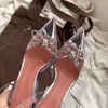 Сандалии Женщины каблуки дизайнеры свадебной обуви Элегантные женские роскошные вечеринки для летней прозрачной свадьбы