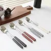 Flatware Sets Korean Chopsticks Dessert Spoon Stainless Steel Cutlery Set Sushi Sticks Coffee Tea Spoons Portable Dinnerware