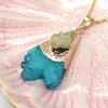 Hänghalsband natursten oregelbunden kristall två ton mode halsband 20-41mm charm triangel diy örhänge smycken boutique damer