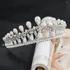 Grampos de cabelo clássico cz zircônia cúbica balançar pérola casamento nupcial tiara diadem coroa feminino festa jóias acessórios ch10090