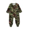 Set di abbigliamento Pagliaccetto con cerniera personalizzato per bambino Tutina con piedi Pigiama con cerniera Pigiama da notte Camo Manica lunga