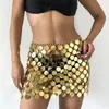 Spódnice Glitter cekiny puste spódnica modny klub nocny łańcuch talii geometryczny plastikowy błyszczące akcesoria estetyczne 230426