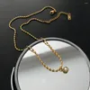 Chains Stainless Steel Simulated Pearl Pendant Bead Chain Necklace Ladies Unique Design Fashion Jewelry Everyday Birthday Party Gift
