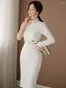 Casual Dresses Korean White Long Evening For Women's Clothes Elegant Chic Sexy One-Shoulder Slim Fit Dress Robe Femme Mujer Vestido