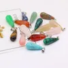 Charms Natural Stone Semi-precious Agate Gemstone Long Drop Shape Melon Seed Clasp Pendant For Making DIY Necklace AccessoriesCharms