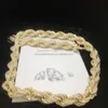 Anpassad hiphop 12mm stekt degvridningar repkedjan halsband 925 sterling silver elektropläterad 14k guld smycken moissanite halsband