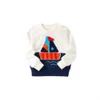 Ensembles de vêtements en gros col rond pull tricoté dessin animé bateau applique coton enfants à manches longues t-shirt sweat survêtement enfants