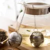 Stainless Steel Ball Shape Tea Infuser Mesh Filter Strainer With Hook Loose Tea Leaf Spiceball With Rope Chain Home Kitchen Tool