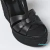Summer Women Sandal High Heels Wedges Shoes Wedge Espadrille Sandaler Luxur Design Heeled Black White Leathers Pump 35-43