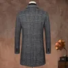 Giacca da uomo in misto lana di alta qualità allungata stile italiano elegante moda semplice business casual trench aderente da uomo 231127