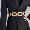 Belts Stretchy Wide Waist Belt Practical PU Geometric Shape Accessories Metal Hollow Out Buckle