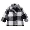 Jackor Småbarn Baby's Clothes Kids Plaid Jacket Lång ärm Turn-Down Collar Button Stängning Vinterutkläder Barnkläder