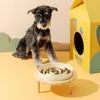 給餌ULMPPセラミック犬のゆっくりした給餌ボウル調整可能な木製スタンドペットフード水を食べる餌箱が小さい犬猫のために高く