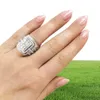 Wedding Rings Charm Female White Crystal Stone Ring Set Luxury Big Silver Color For Women Vintage Bridal Square Engagement57704114219300