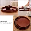 Dinnerware Sets Wood Serving Tray Round Bread Pan Rustic Coffee Table Decorative Dinner Platter Ottoman Kitchen Countertop