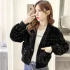 Women's Jackets 2023 Autumn Winter Coat Women's Heavy Engineering Nail Sequins V-neck Versatile Short Loose Cardigan Top