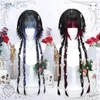 Partyzubehör Schicke Mädchen Cosplay geflochtene Perücke gemischt schwarz rot blau lila dunkel langes Haar Lolita Gothic Harajuku süßer Pony Halloween