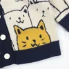 Suéter dos homens Harajuku Cartoon Cat Cardigan Sweater Homens Streetwear Padrão College Knitwear Casual Malha Japonesa Jaqueta Mulheres Unissex 231127