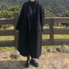 Misto lana da donna Giacca nera di grandi dimensioni Donna di media lunghezza 2023 Autunno Inverno Cappotto di lana per donna Stile Hepburn Allentato Retro FemaleWom