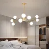 Kroonluchters Noordse vuurvliegtak Moderne luxe woonkamer plafond mat glazen balverlichting Decor hangdanger kroonluchter