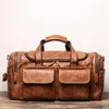 Duffel Bags Nesitu Hoogwaardige Big Roomy Vintage Brown Black Lederen Business Men Travel Schouder Messenger Duffer Bag M0571